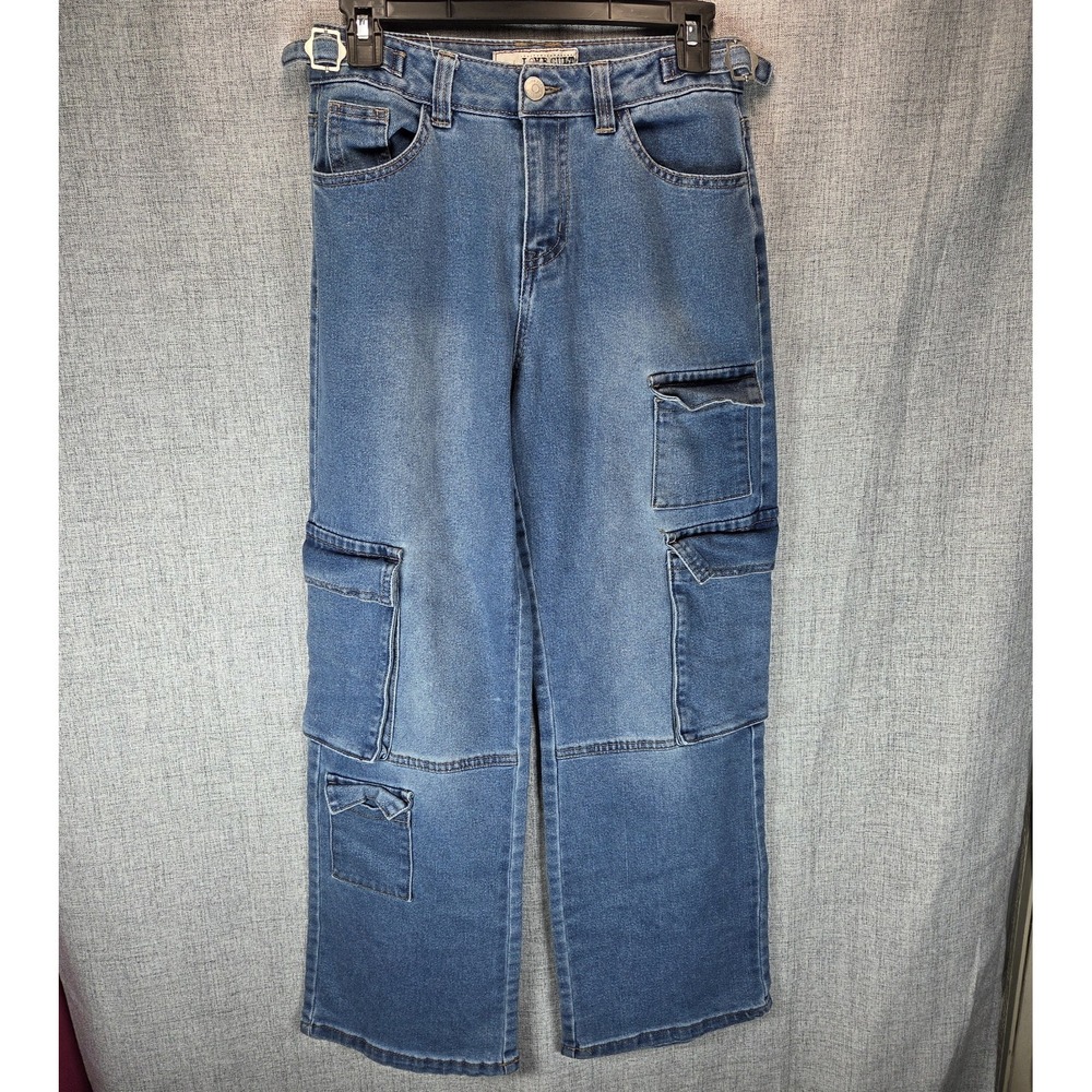 Love Cult Jeans Y2K‎ Women SZ 1 Cargo Pockets Wide Leg Denim Streetwear Baggy